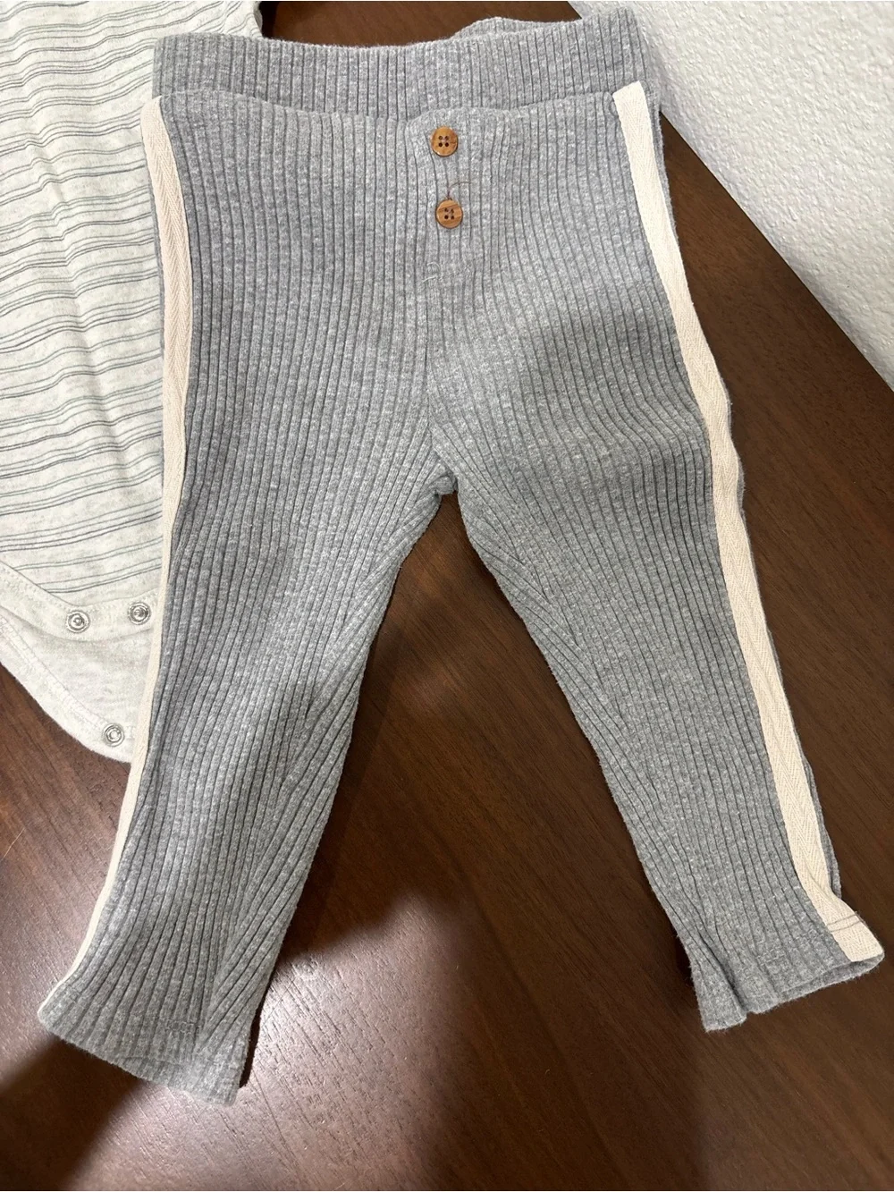 Baby Grey Ribbed Leggings and bodysuit set